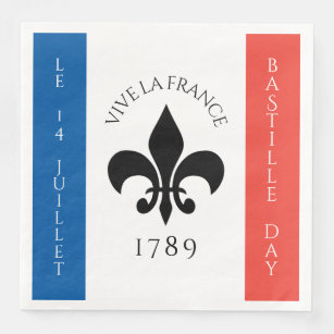 Bastille Day Fleur-de-Lis Tricolore France Flag Napkin