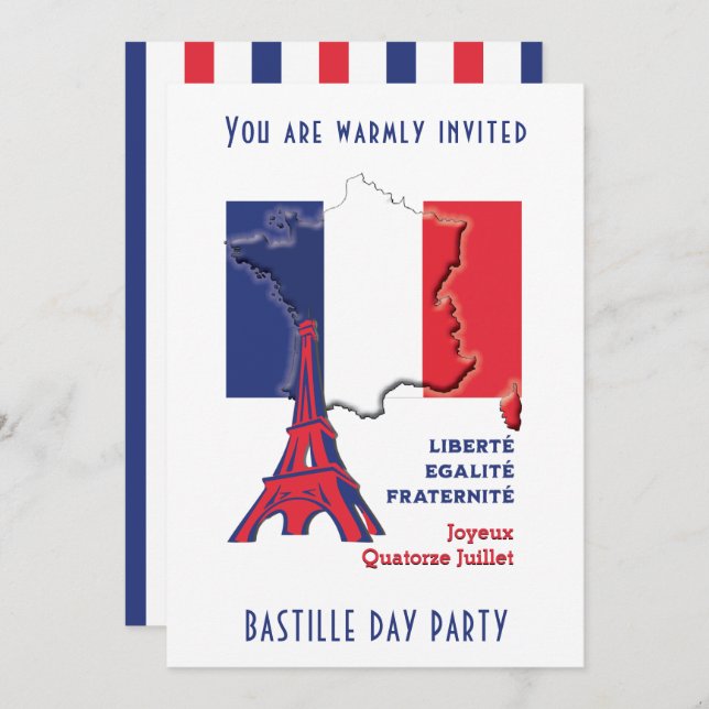 BASTILLE DAY Party Invitation (Front/Back)