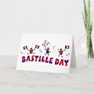 Bastille Day Stick Figure with French Flags Card