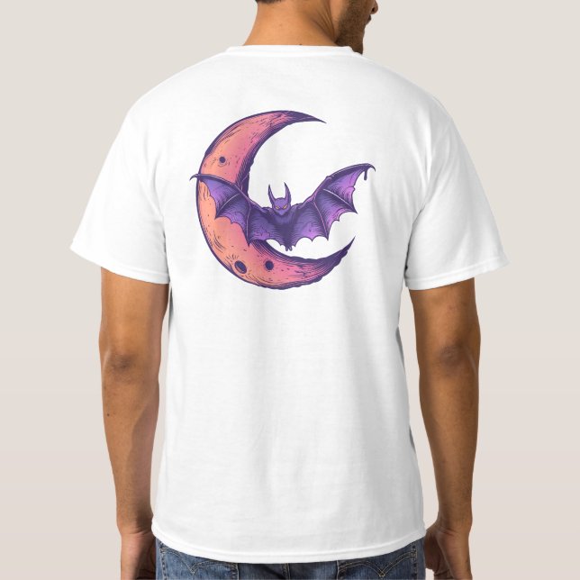 Bat and Moon Graphic T-Shirt – Front and Back Desi (Back)