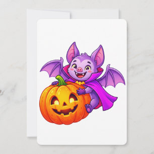Bat and Pumpkin Halloween Charm Invitation