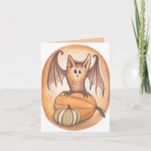 Bat and Pumpkins Halloween Card