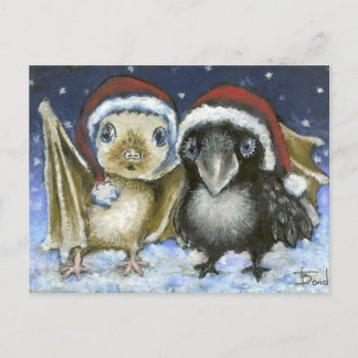 Bat and raven postcard