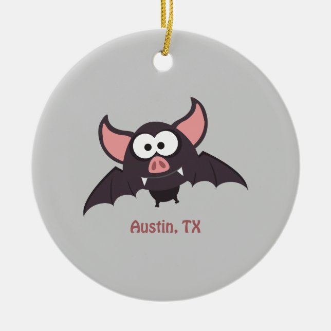 Bat - Austin, Texas Ceramic Ornament (Front)