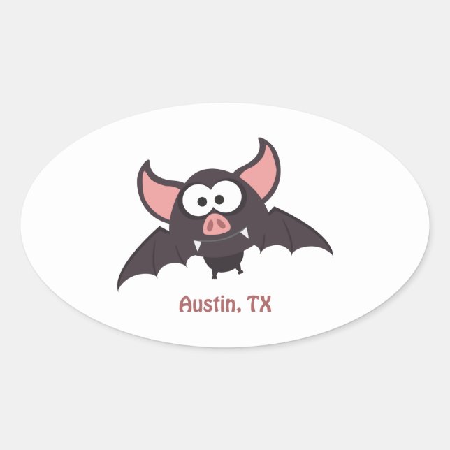 Bat - Austin, Texas Oval Sticker (Front)