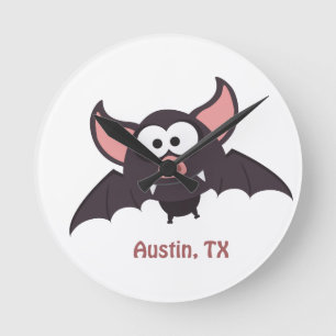 Bat - Austin, Texas Round Clock