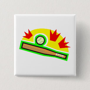 Bat & Ball 15 Cm Square Badge