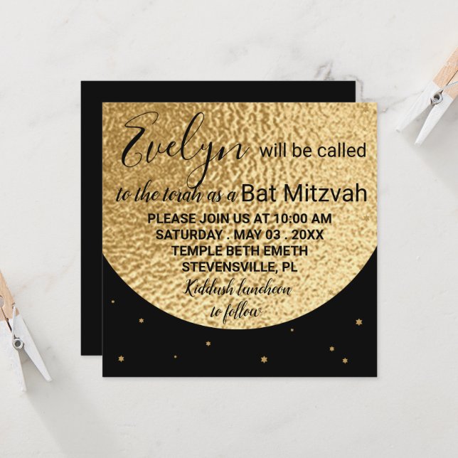 Bat Bar Mitzvah Out of this World Square Invite (Front/Back In Situ)