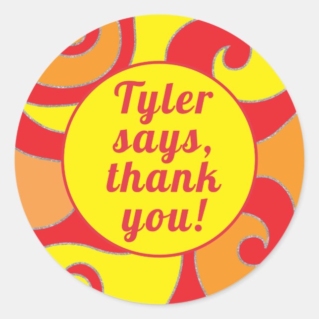 Bat Bar Mitzvah Sticker Round Colourful Swirls (Front)