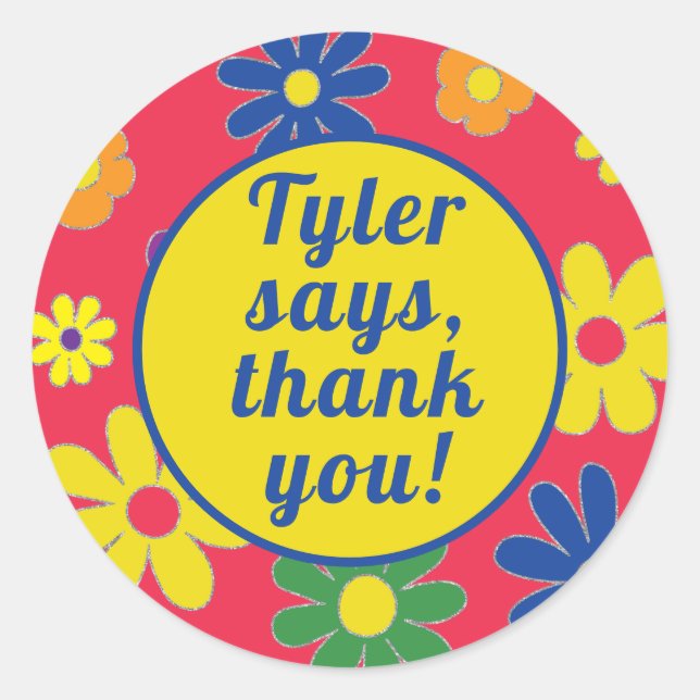 Bat Bar Mitzvah Sticker Round Flowered (Front)