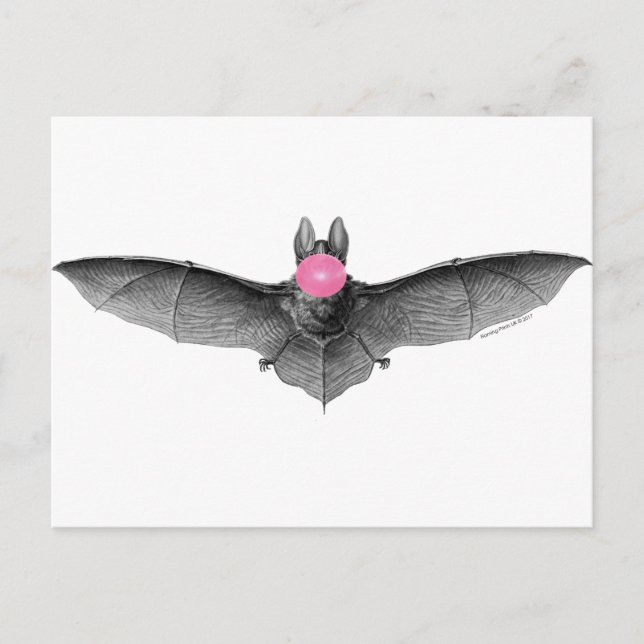 Bat Blowing Bubbles Gothic Absurd Postcard (Front)