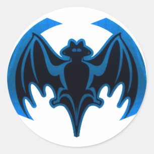 Bat Blue The MUSEUM Zazzle Gifts Classic Round Sticker