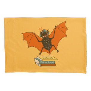 Bat Book Lover Funny Halloween Pillowcase