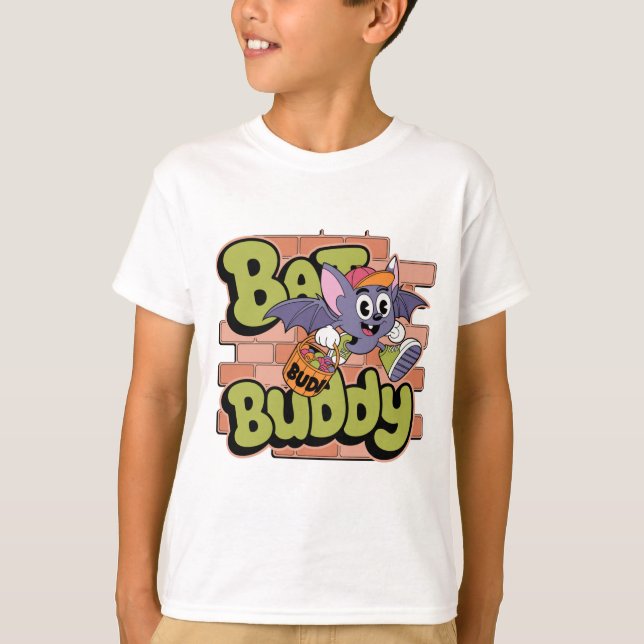 Bat Buddy Halloween Trick or Treat Kids T-Shirt  (Front)