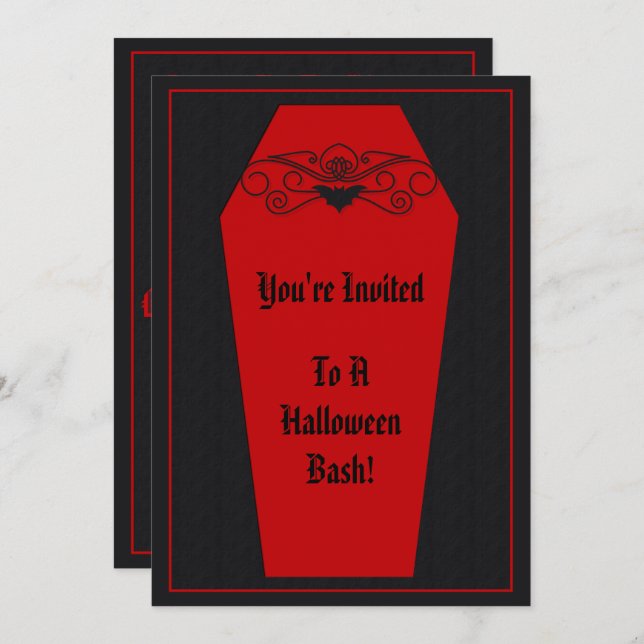 Bat Coffin Invitation (Front/Back)