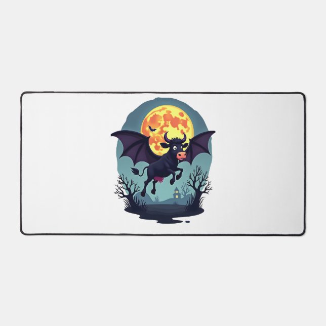Bat Cow at Midnight Desk Mat (Front)