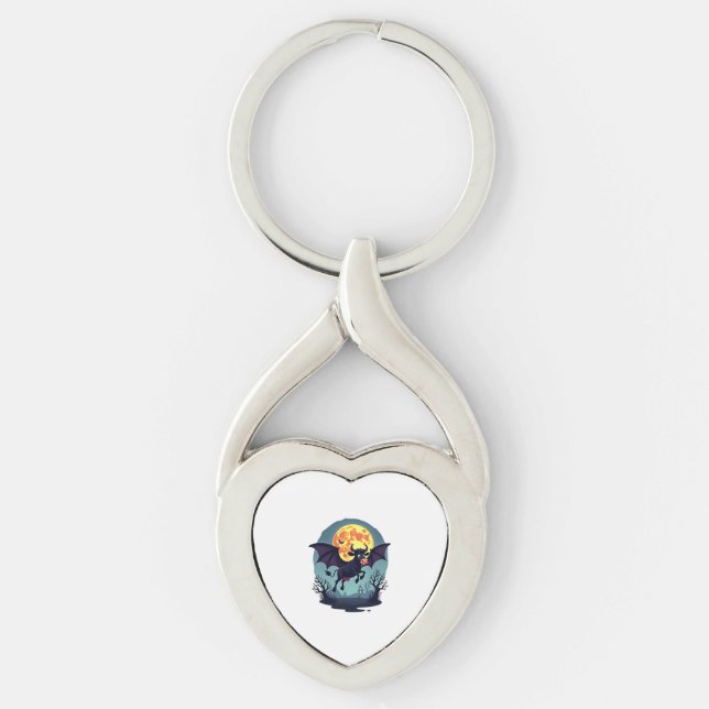 Bat Cow at Midnight Key Ring (Front)
