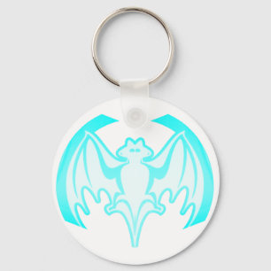 Bat Cyan Inv The MUSEUM Zazzle Gifts Key Ring