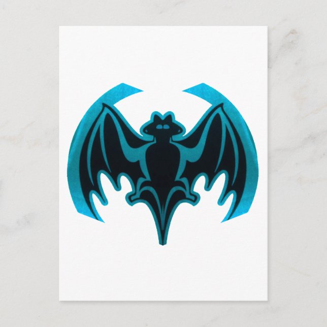 Bat Cyan The MUSEUM Zazzle Gifts Postcard (Front)