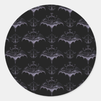 Bat Damask Stickers - Pale French Lilac