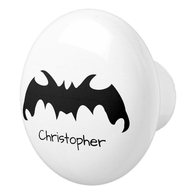 Bat Design Personalised Ceramic Knob (Right)