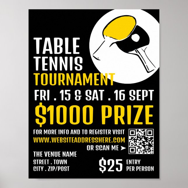 Bat Design, Table Tennis Tournament Advertising Poster (Front)