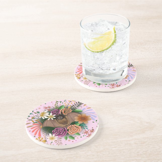 Bat Flowers Floral Botanical  Coaster (Side)