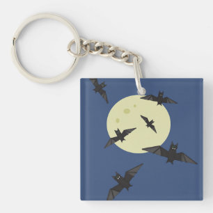 Bat flying in the moon key ring