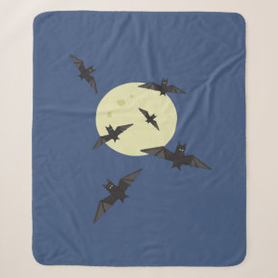 Bat flying in the moon sherpa blanket