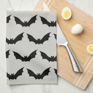 Bat Flying Spooky Halloween Pattern Tea Towel
