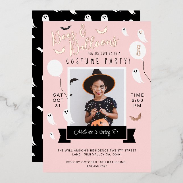 Bat & Ghost Halloween Costume Birthday Party Photo (Front/Back)