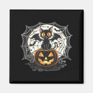 Bat Halloween _ Black Cat Bat Wings Spooky Cat Men Magnet