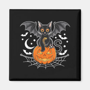 Bat Halloween _ Black Cat Bat Wings Spooky Cat Men Magnet
