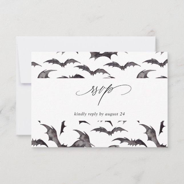 Bat Halloween Party w Meal RSVP White (Front)