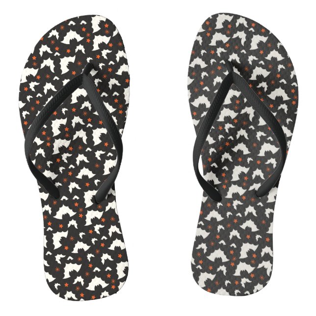 Bat Halloween Seamless Pattern Thongs (Footbed)