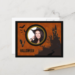 Bat, Haunted House Photo Frame and Orange Sky Postcard