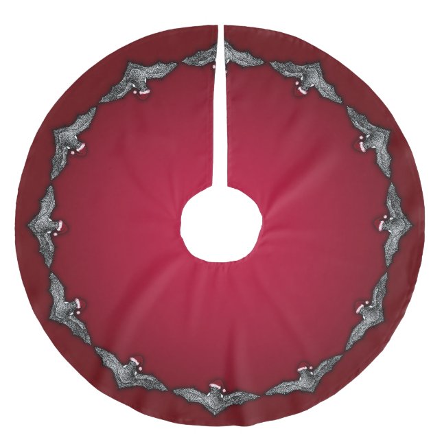 Bat In A Santa Hat Brushed Polyester Tree Skirt (Front)