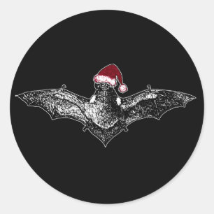 Bat in a Santa Hat Classic Round Sticker