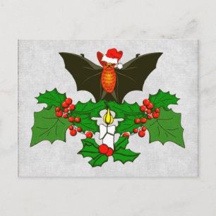 Bat In The Holly Postcard