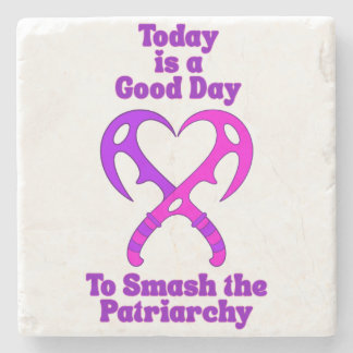 Bat’leth Heart - Smash the Patriarchy Stone Coaster