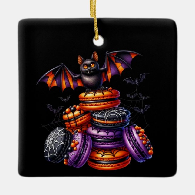 Bat Macaroon  Ceramic Ornament (Front)