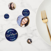 Bat Mitzvah 3 Photo Navy Blue Gold Glitter Script