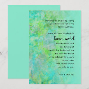 Bat Mitzvah Abstract Design in Aqua Invitation