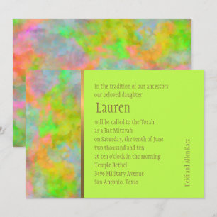 Bat Mitzvah Abstract Design in Lime Green Invitation