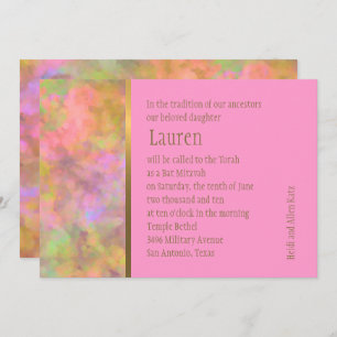 Bat Mitzvah Abstract Design in Pink Invitation