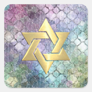 Bat Mitzvah Abstract Pastel Pattern Square Sticker