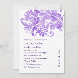 Bat Mitzvah Antique Plume Invitation
