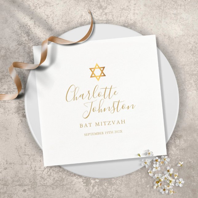 Bat Mitzvah Bar Mitzvah Gold Star of David Napkin (Creator Uploaded)