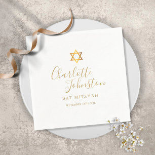 Bat Mitzvah Bar Mitzvah Gold Star of David Napkin