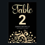 Bat Mitzvah Black Gold Foil Tree of Life Script Table Number<br><div class="desc">No Bat Mitzvah party is complete without personalised table number cards. Let your favourite Bat Mitzvah be proud, rejoice and celebrate her milestone at her perfectly coordinated party. This sophisticated, chic, stunning, abstract graphic faux gold foil tree with sparkly Star of David and dot “leaves”, along with gold foil calligraphy...</div>